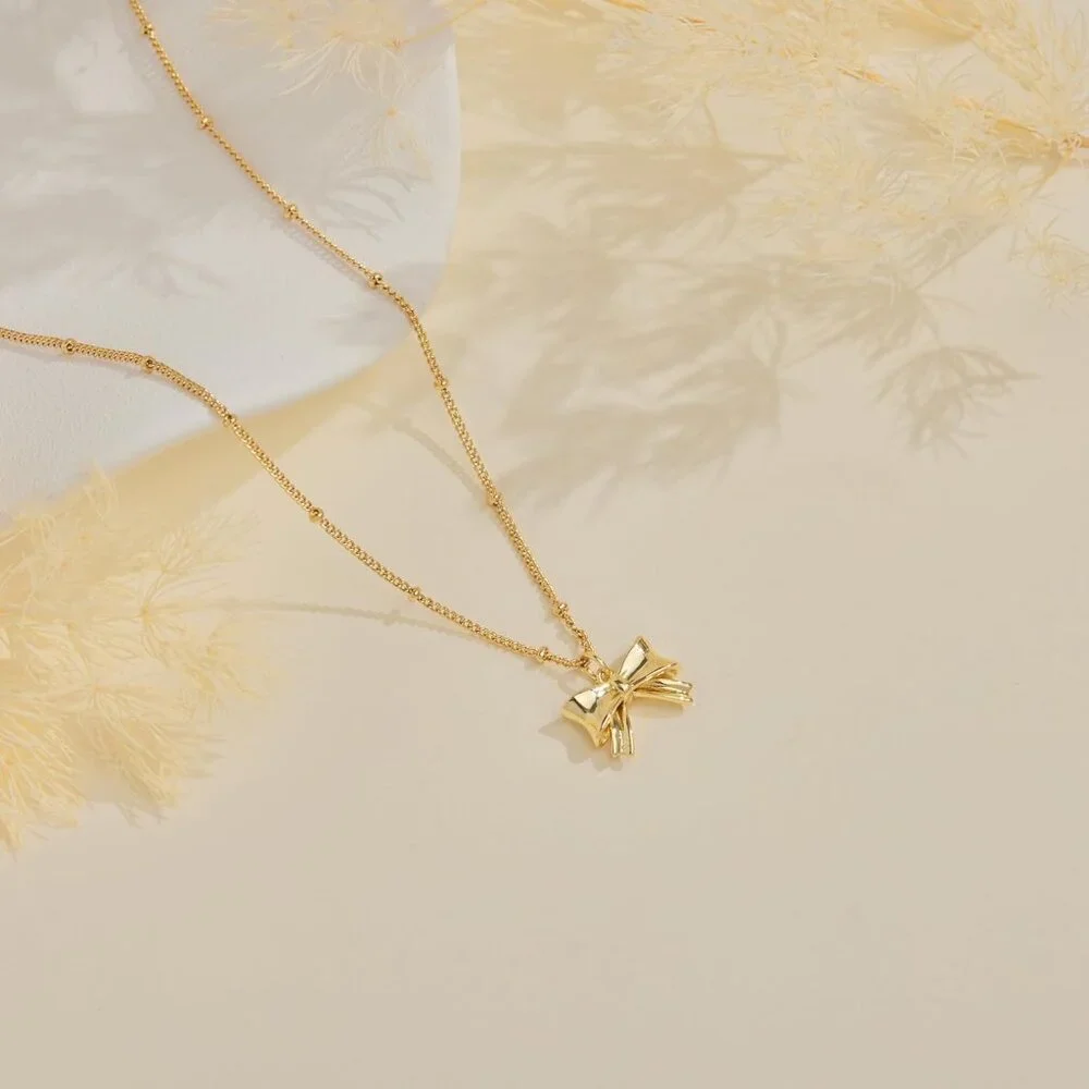 Women's Gold Plated Trendy Circle Paperclip Pendant Choker Cross Bow Necklaces